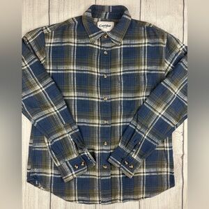 VGC! Corridor NYC Saugerties Winter Plaid Flannel Button Shirt Blue Sz Medium
